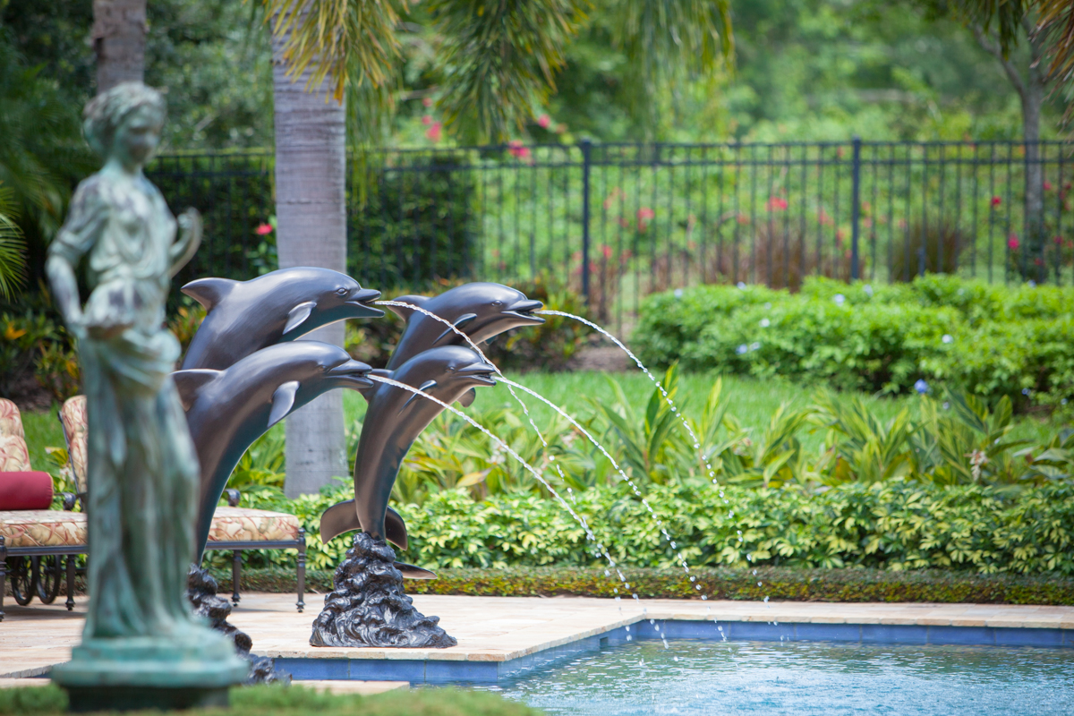 Dolphin fountains at Isleworth home pool